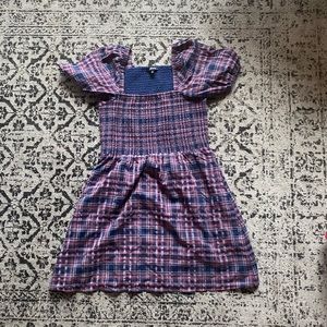 madewell plaid smocked dress